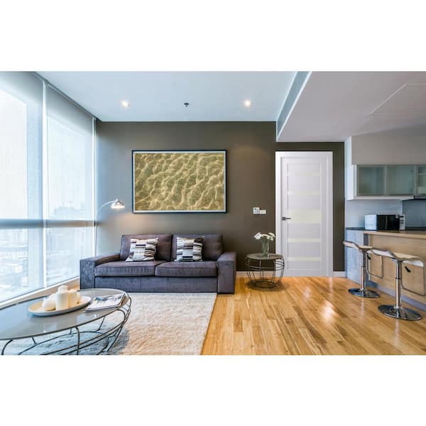 36 in. x 80 in. Gina Bianco Noble Left-Hand Solid Core Composite 5-Lite Frosted Glass Single Prehung Interior Door