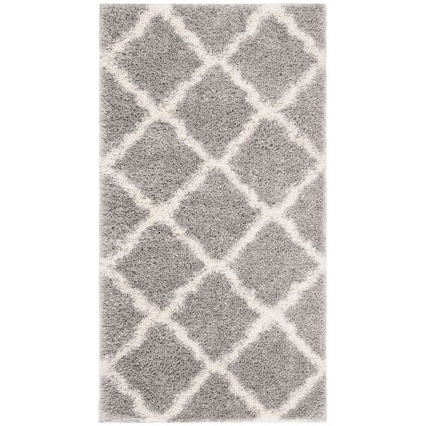 Parma Shag 2 ft. x 3 ft. Gray/Cream Wavy Diamond Area Rug