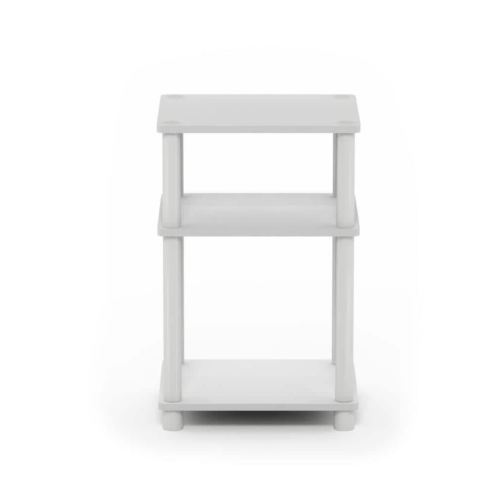 Modern Petite 3-Tier White Wood and Metal End Table