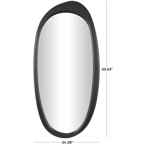 51 in. W x 24 in. H Abstract Oval Asymmetrical Frameless Black Wall Mirror