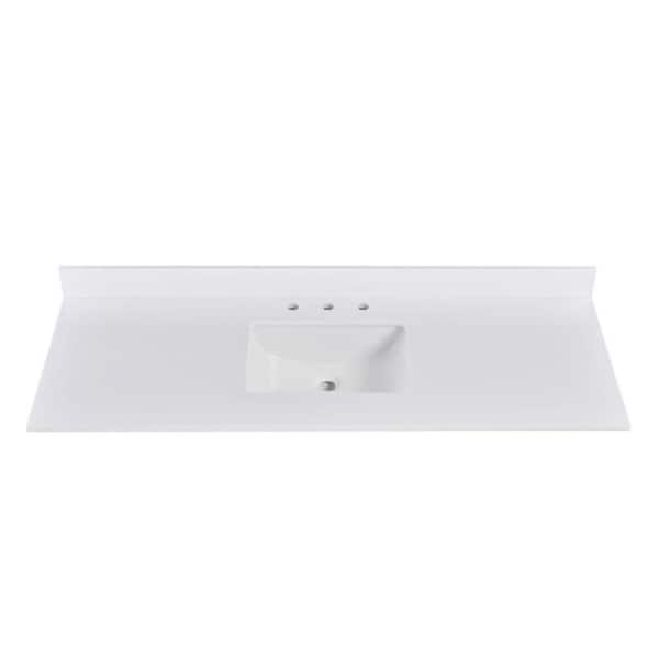 Aurra Pure 60 in. W x 22 in. D Engineered Stone Rectangular Single Sink Bathroom Vanity Top in White