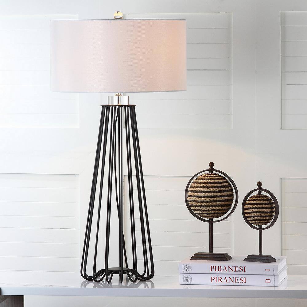 Estill Industrial Chic Black Metal 31" Table Lamp with White Shade