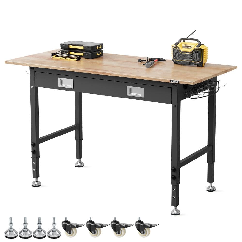 2200 lbs Heavy Duty Adjustable Workbench with Power Outlets,Smooth Rubber Wood Top & Rolling Wheels price history on PriceWatchPro