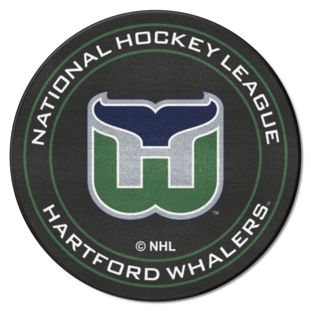 FANMATS NHL Retro Hartford Whalers Black 2 ft. Round Hockey Puck Area ...