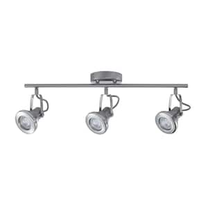 Theodore Collection LED 3-Light Brushed Steel Track with Chrome Accents
