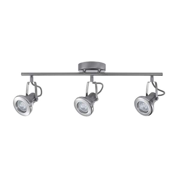 Hampton Bay Theodore Collection LED 3-Light Brushed Steel Track with Chrome Accents
