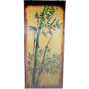 36 in. W x 78 in. L Bamboo Beaded Sheer Curtain Panel in Plant Print