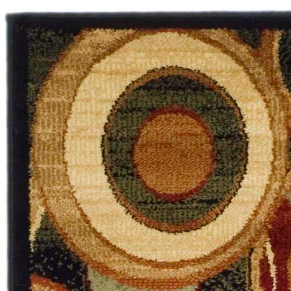 Black and Multi Synthetic Retro Safavid Style Runner Rug