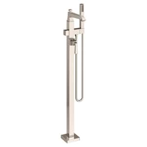Town Square S Single-Handle Freestanding Tub Filler for Flash Rough-in Valve with Hand Shower in Polished Nickel