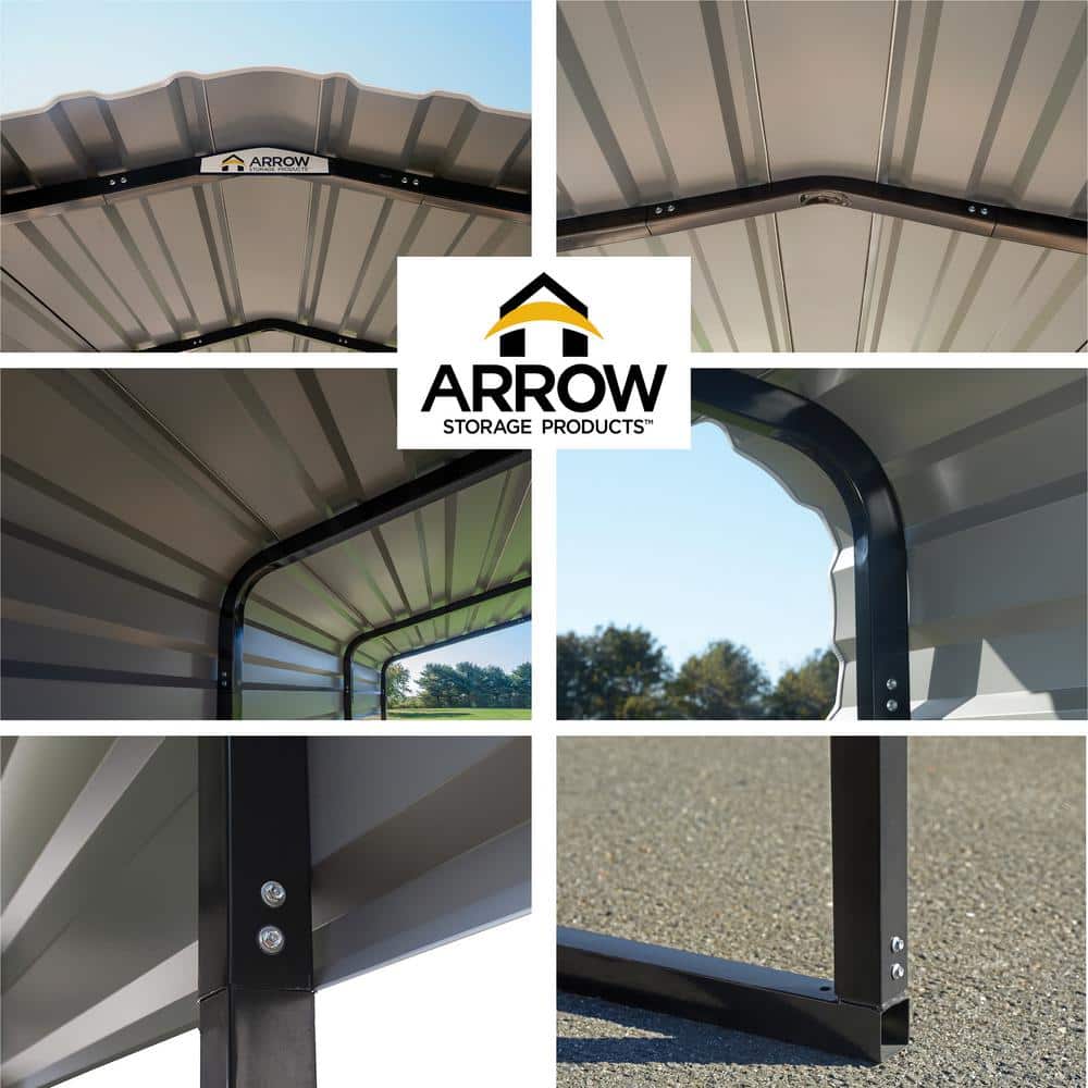 Charcoal 12' x 24' Galvanized Steel Carport with Black Frame