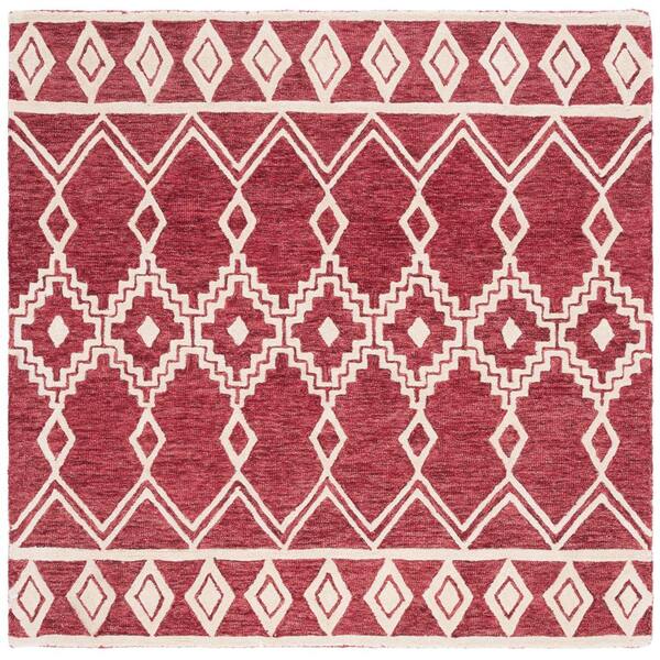 SAFAVIEH Abstract Red/Ivory 6 ft. x 6 ft. Chevron Tribal Square Area Rug