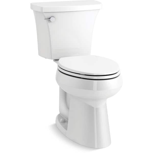 KOHLER 10 in. Rough In 2-Piece 1.28 GPF Single Flush Elongated Toilet in White Seat Not Included