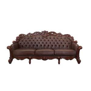Vendome 42 in. Cherry PU and Cherry Finish Animal Print Faux Leather 3-Seat Loveseat