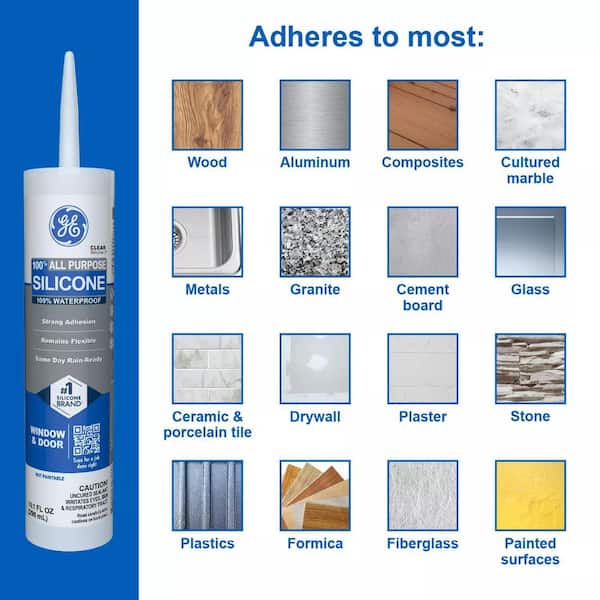 GE All Purpose Silicone 1 Caulk 10.1 oz Window and Door
