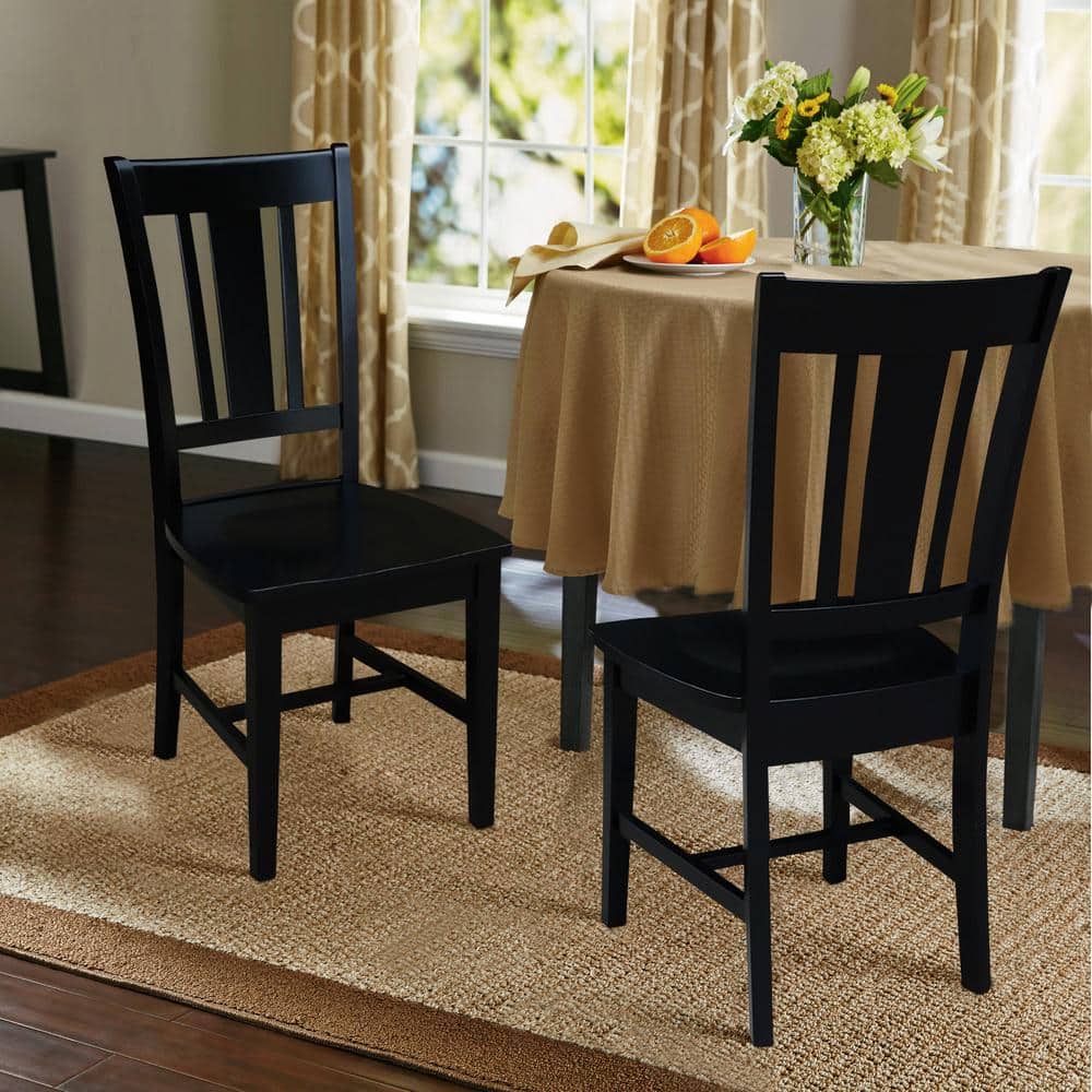 San Remo Elegant Black Solid Hardwood Splatback Dining Chairs (Set of 2)