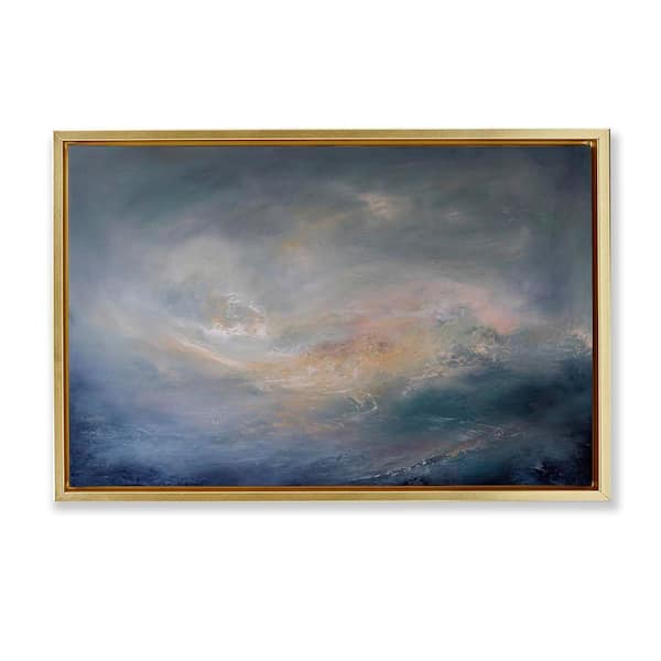 Stupell Industries Swirling Abstract Clouds by Lydia Orange Gold Floater Frame Abstract Graphic Art Print 17 in. x 25 in.