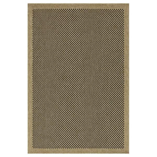 COOLSHARK 5 ft. x 7 ft. Waterproof Outdoor Patio Rug Indoor Large Area Rugs, Natural+Black