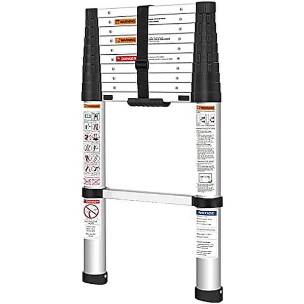 10.5 ft. Aluminum Telescoping Ladder with One-Button Retraction, 330 lb. Capacity
