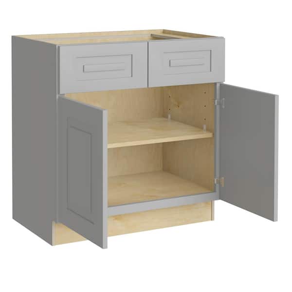 Home Decorators Collection Grayson 33 in. W x 24 in. D x 34.5 in. H Assembled Plywood Base Kitchen Cabinet in Pearl Gray with Soft Close