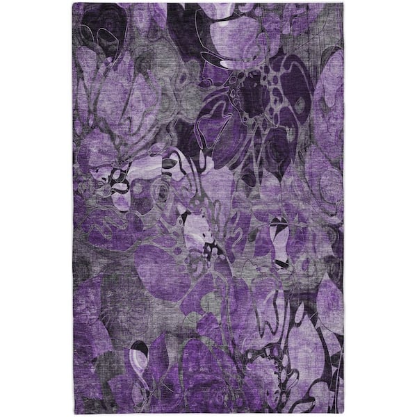Dream Shag Premium Machine Washable Abstract ADS558 Purple 9 ft. x 12 ft. Area Rug