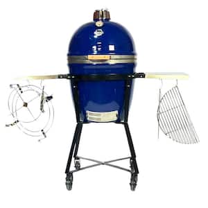 18 in. Large Infinity X2 Kamado Charcoal Grill in Cobalt Blue with Domemobile, Grill Gripper and Ash Tool