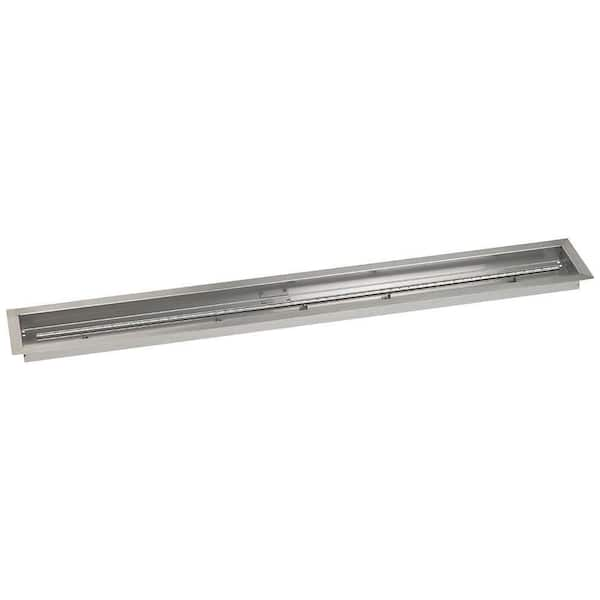 American Fire Glass 60 in. x 6 in. Stainless Steel Linear Drop-In Fire Pit Pan (T-Burner Included)