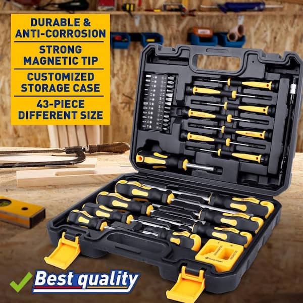 YICHUHAOXI 43-Piece Magnetic Screwdriver Set with Case Slotted