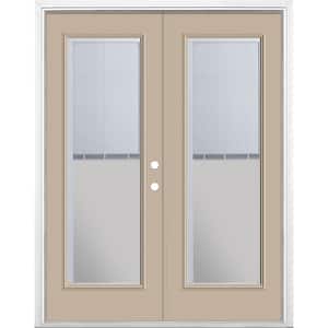 60 in. x 80 in. Canyon View Steel Prehung Left-Hand Inswing Mini Blind Patio Door with Brickmold