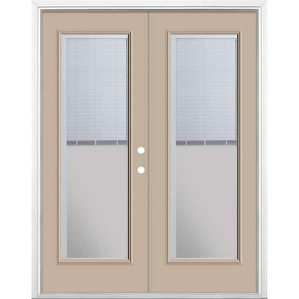 Masonite 60 in. x 80 in. Canyon View Steel Prehung Left-Hand Inswing Mini Blind Patio Door with Brickmold