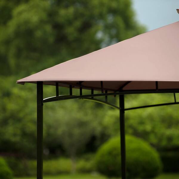 URTR 9.8 ft. x 9.8 ft. Khaki Brown Square Patio Gazebo, Roof Outdoor Canopy  Tent w/Extendable Awning Outdoor Gazebo (2-Tier) HY01700Y - The Home Depot