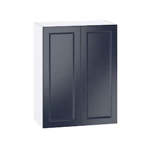 Devon 27 in. W X 35 in. H X 14 in. D Painted Blue Shaker Assembled Wall Kitchen Cabinet