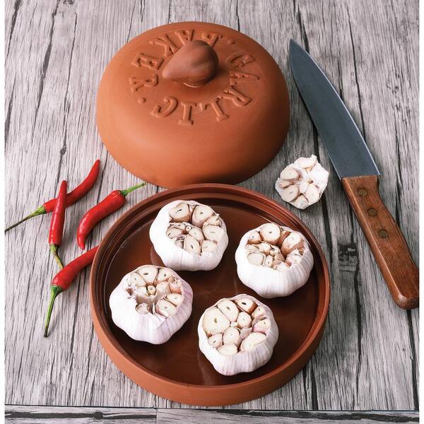 Fox Run 7 in. Terra Cotta Garlic Baker 3921 - The Home Depot