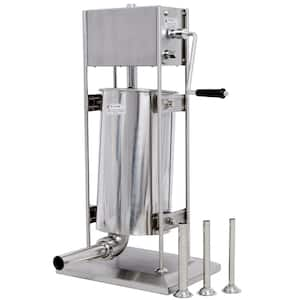 Commercial 22 lbs. / 10 L Stainless Steel Dual Speed Vertical Sausage Stuffer Meat Filler with 4-Stuffing Tubes