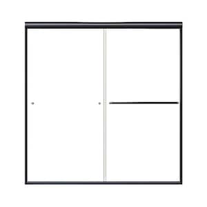 60 in. W x 62 in. H Sliding Tub Door Black with Clear Glass Semi Frameless in Matte Finish