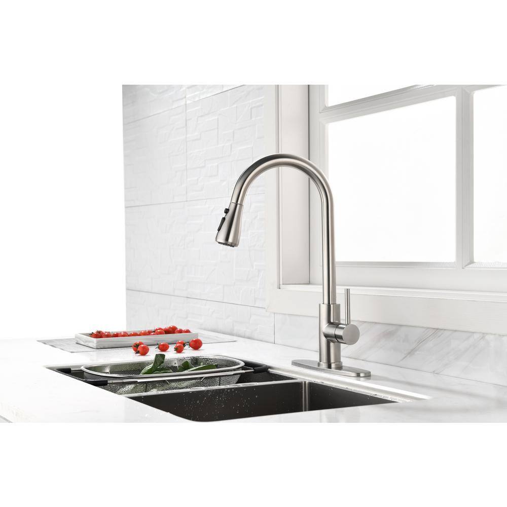 Brushed Nickel Stainless Steel Pull-Out Spray Kitchen Faucet