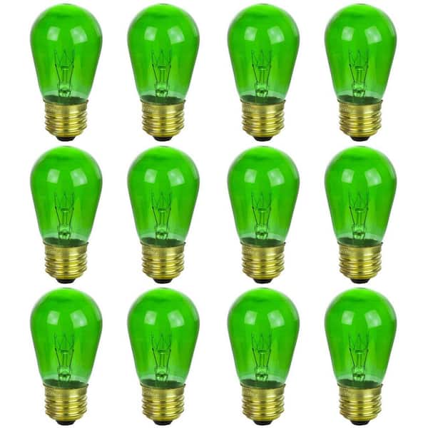 Sunlite 11-Watt S14 Incandescent Green Transparent Colored Party Bulbs for String Lights Dimmable Light Bulb (12-Pack)