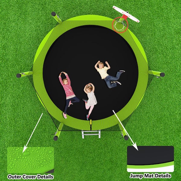 Sudzendf Green 8 ft. Outdoor Trampoline for Kids and Adults with