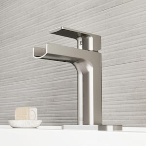 Ileana Single Handle Single-Hole Bathroom Faucet with Deck Plate in Brushed Nickel