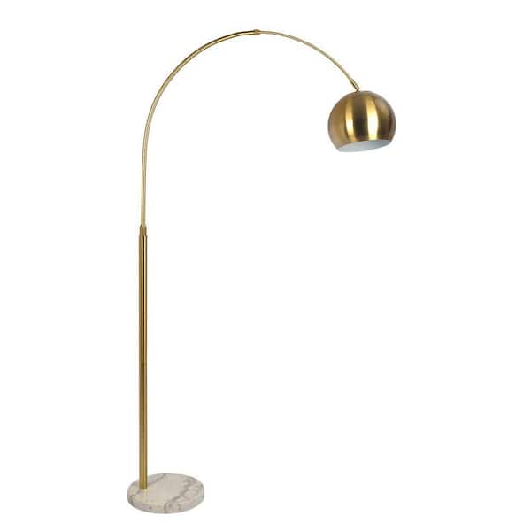 69 in. Gold Contemporary 1-Light Smart 1-Way (On/Off) Standard Floor Lamp for Living Room with Metal Round Shade