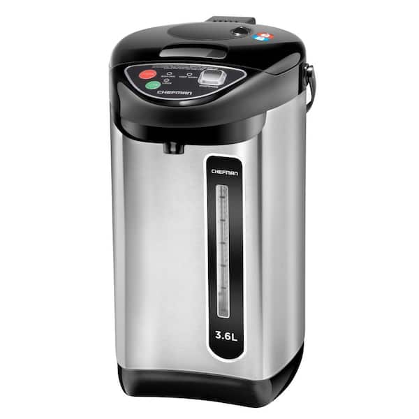 Chefman 15.2-Cup Stainless Steel Corded Electric Hot Water Pot Coffee Urn With Auto and Manual Dispense Buttons and Safety Lock
