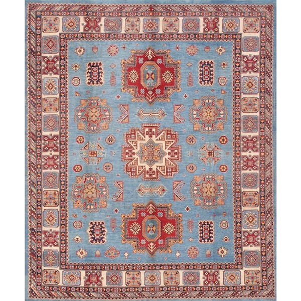 Pasargad Home Tribal Light Blue/Ivory 8 ft. x 10 ft. Oriental Area Rug