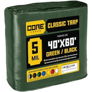 40 ft. x 60 ft. Green/Black 5 Mil Heavy Duty Polyethylene Tarp, Waterproof, UV Resistant, Rip and Tear Proof