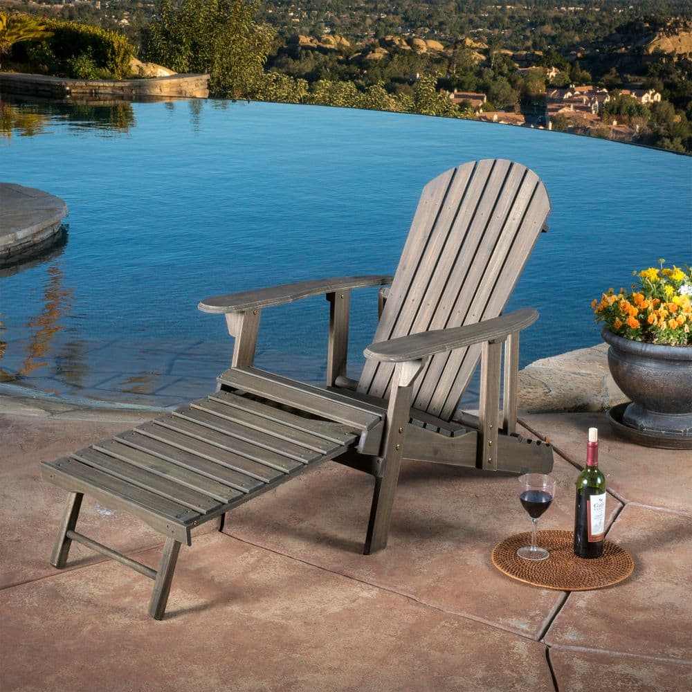 Gray Folding Acacia Wood Adirondack Chair (1-Pack) L-N770P241669E - The ...