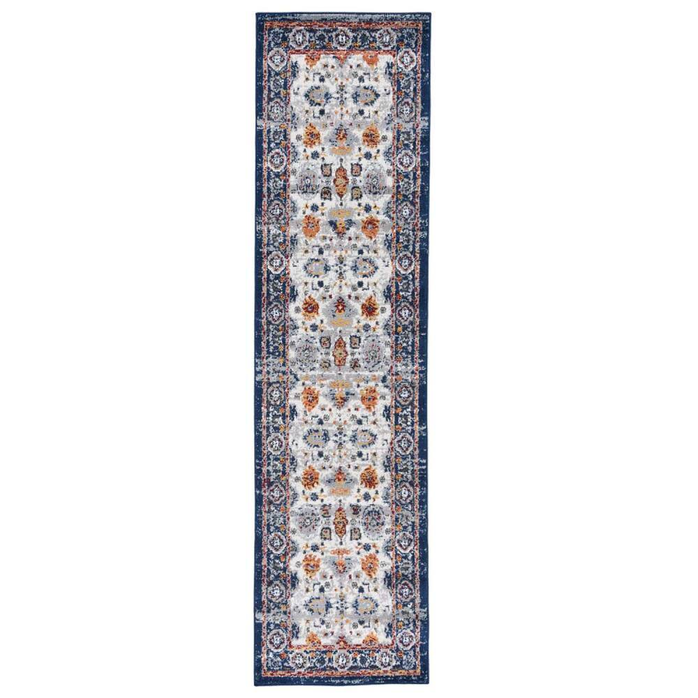 Amer Rugs Alexandria 3 ft. X 11 ft. Blue, Ivory Floral Area Rug ...