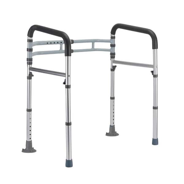 Adjustable Aluminum Foldable Toilet Safety Rails Fit Any Toilets for Elderly Handicap and Disabled, Silver