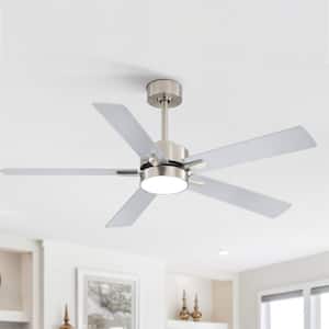 Charlie 52 in. Integrated LED Indoor Satin Nickel Ceiling Fans with Light and Remote Control Included