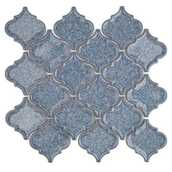 Ivy Hill Tile Roman Selection Iced Blue 3 in. x .31 in. Lantern Glass Mosaic Tile Sample