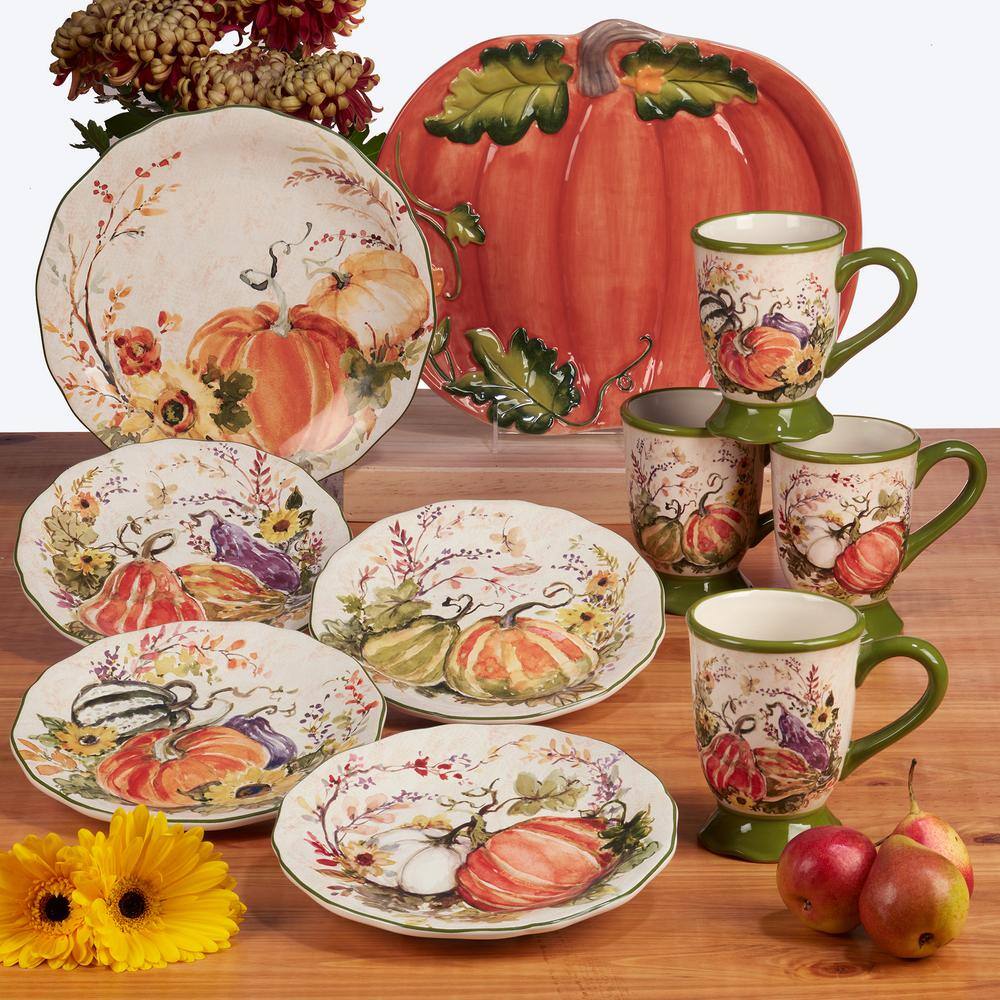 Harvest Morning Oval Ceramic Pumpkin Serving Platter