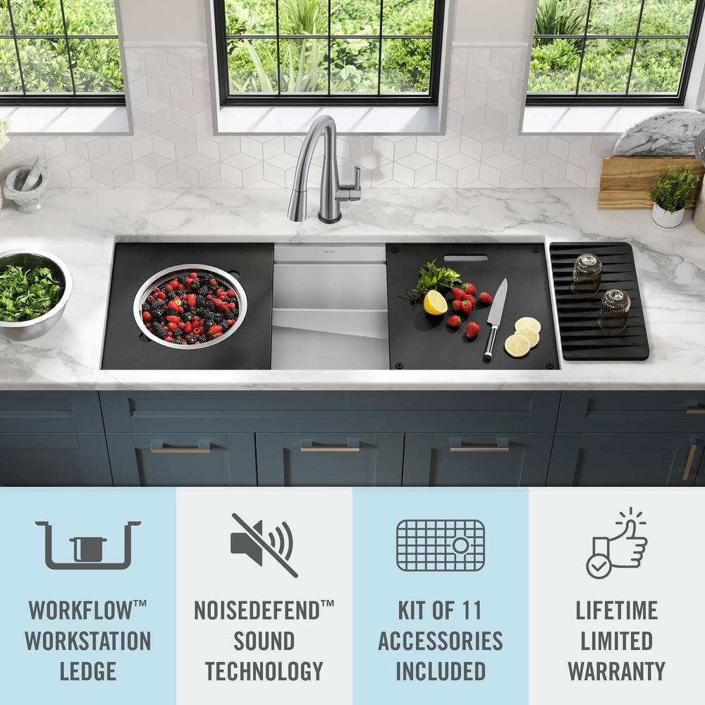 Delta Rivet 45" Stainless Steel Undermount Workstation Kitchen Sink