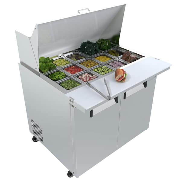Koolmore 47 in. W 10 cu. ft. Refrigerated Food Prep Station Table with Mega  Top Surface in Stainless Steel RPT47-2D-MT - The Home Depot